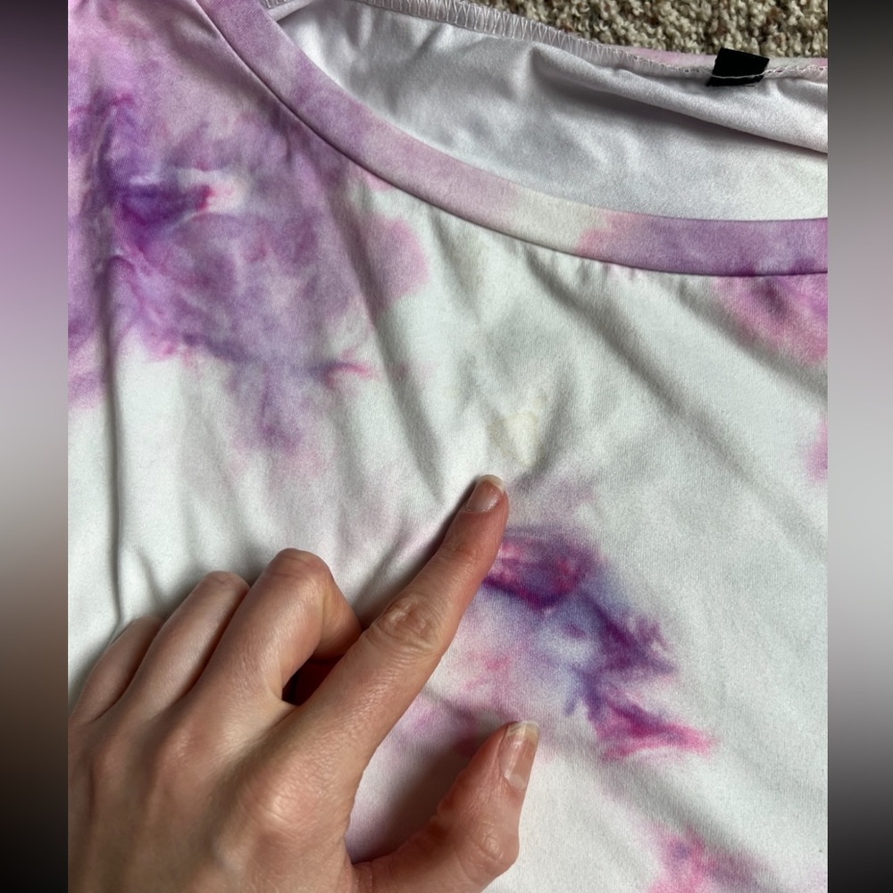 Shein purple tie dye lounge set | long sleeve top + shorts | size m - Picture 10 of 11